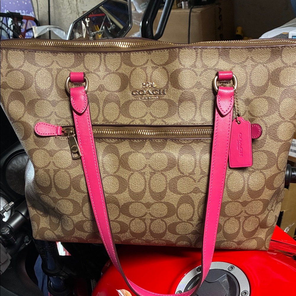 Coach Brown and Pink Signature Tote